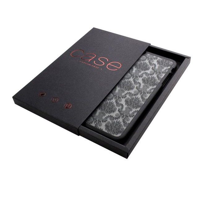 Custom Logo Slide Paperboard Phone Case Packaging Box Embossing Gold Foil Recycled Materials for Jewelry Mobile/Computer Use