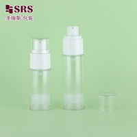 A0220 Flacon pompe sans air transparent en AS de 15 ml, 30 ml, 50 ml pour sérum cosmétique, lotion, fond de teint