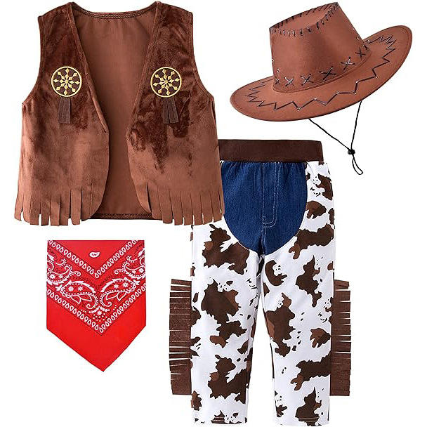 Male cowboy four-piece suit brown