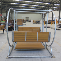 Banc de jardin extérieur, balançoire, banc de loisirs extérieur, équipement de divertissement sans alimentation, personnalisé en acier et bois, double place pour jardin