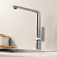 Robinet de cuisine moderne et minimaliste gris anthracite orientable, avec cartouche céramique, entièrement en laiton, pour eau chaude/froide, idéal pour les légumes