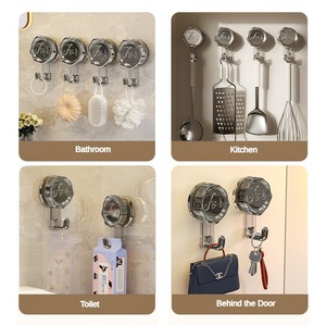 Crochet mural à ventouse robuste, étanche, sans perçage, pour serviettes de bain, peignoirs, ustensiles de cuisine et rangement - Product Image 4