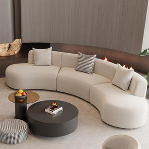 Canapé lune <span class=keywords><strong>de</strong></span> style crème chinois moderne, ensemble sectionnel en tissu luxueux rembourré en forme d'arc pour petits appartements, hôtel, salon - Product Image 5