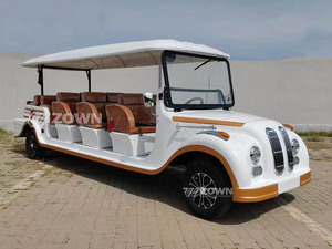 Voiture électrique de tourisme ZOWN 8 places, blanche et orange, avec toit et sièges en cuir - Product Image 2