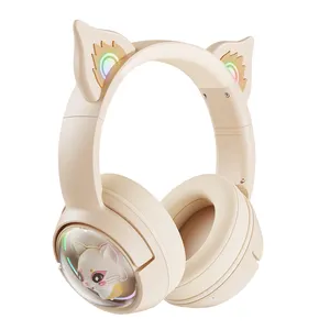 Lovely Pink Color Onikuma B5 Cute Design Noise Cancelling Microphone Wireless Headsets Durable Use Overer Headphone