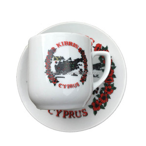 Commercio all'ingrosso porcellana bianca personalizzata stile turco cipro dipinto a mano tazze da caffè personalizzato 90CC tazza da tè <span class=keywords><strong>e</strong></span> piattino Set - Product Image 5