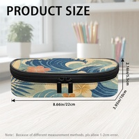 Trousse à crayons zippée grande capacité à imprimé vagues hawaïennes, pochette de rangement pour fournitures scolaires et de bureau, vente en gros