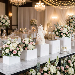 Espositore Personalizzato in Acrilico Bianco per Buffet, Dessert e Cupcake, Piedistallo Cubo per Matrimoni, Catering, Eventi e Decorazioni per Feste - Product Image 3