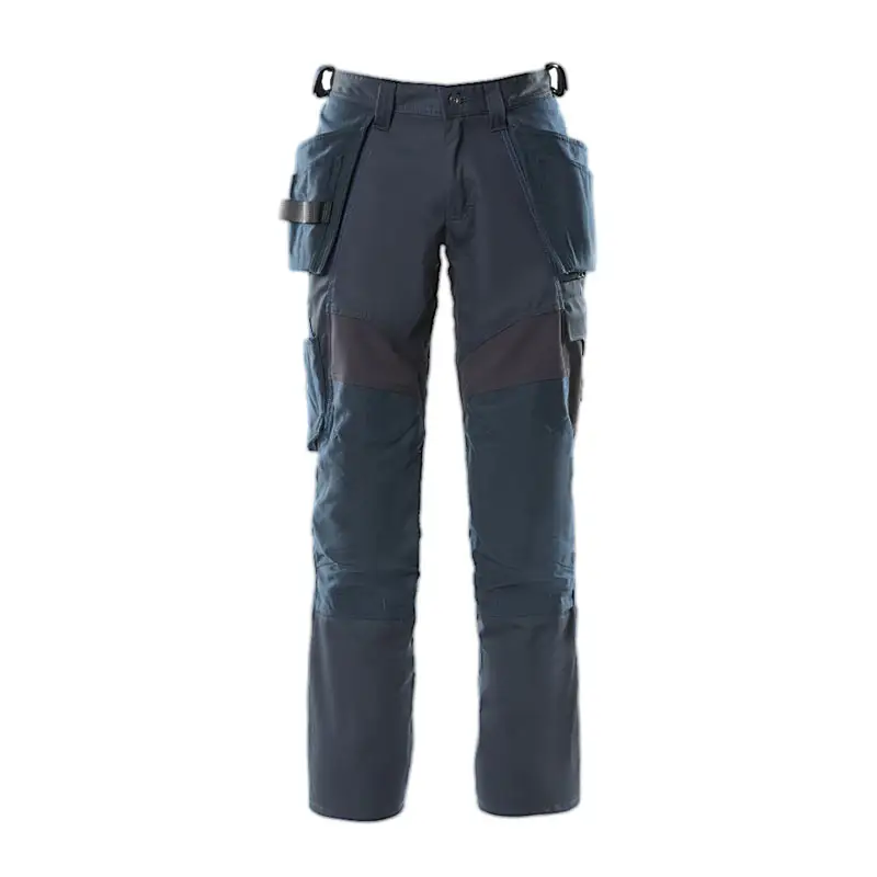 All'ingrosso uomini carpentiere riflettente sicurezza abbigliamento da lavoro blu indossare pantaloni Cargo da lavoro pantaloni con ginocchiere laterali Multi tasche