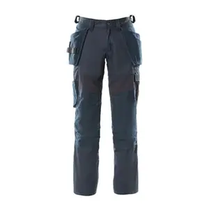 Wholesale Men Carpenter Reflective Safety Workwear Blue Wear Work Cargo Pants Trousers With Knee Pads Side Multi Pockets