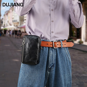Dujiang Men's Waist <b>Bag</b> Genuine Leather Large Capacity Crossbody <b>Bag</b> For Everyday Use - Product Image 1