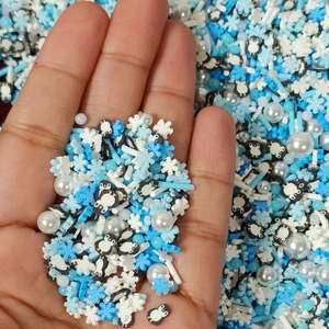 ไข่มุกเกล็ดหิมะผสมดินโพลิเมอร์สำหรับฤดูหนาวสีขาวและสีน้ำเงิน - Product Image 2