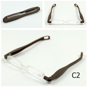 Lunettes de lecture de presbytie en plastique minces portables en rouge et marron avec étui pliant les lunettes des personnes âgées - Product Image 3
