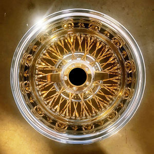 Jantes chromées à dentelle droite 13x7 Reverse 100 jantes 13 pouces roues en fil d'<span class=keywords><strong>or</strong></span> <span class=keywords><strong>24K</strong></span> style classique en <span class=keywords><strong>or</strong></span> central - Product Image 1