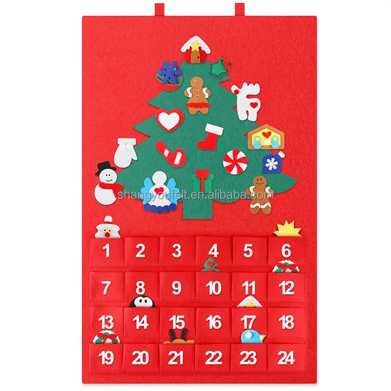 2022 new design felt Christmas advent calendar X'mas indoor wall hanging decoration