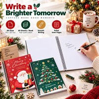 Carnet A4 festif à spirale, 80 feuilles, motif flocon de neige, bloc-notes cadeau de Noël pour l'écriture et le journalisation des fêtes