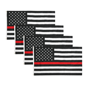 Heavy Polyester Nylon Embroidered Printing <strong>Custom</strong> <strong>United</strong> State Thin Red Blue and White Line Large Black 3x5 American Flag - Product Image 3