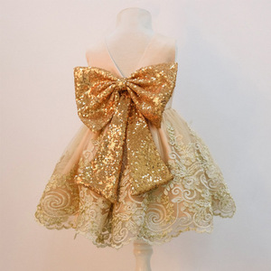 Ivy10493A Spanish Flowers Girls Princess Dress High Quality Girls Baby Sequin <b>Big</b> <b>Bow</b> Birthday Party Dress Design - Product Image 4