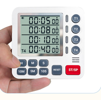 Timer Dapur Digital untuk Memasak, 4 Saluran, Timer Hitung Mundur dengan Alarm Keras & Mode Senyap, Perekat Magnet, Memori Otomatis