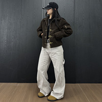 Veste bomber à boucle volante sur mesure, design OEM, couture, unisexe, streetwear vintage, style ancien, pour hommes et femmes