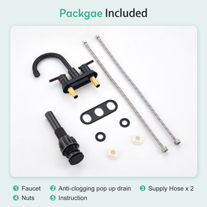 Grifo de Lavabo de Doble Manija de 4 Pulgadas, Color Negro, para Baño, Precio de Fábrica al por Mayor - Product Image 6