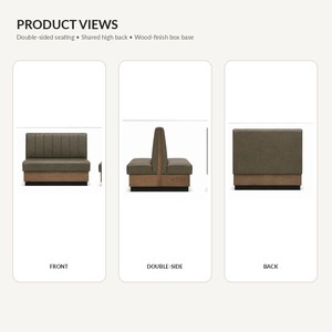 Silla de Restaurante de Doble Cara BS-12, Tapizada en Cuero PU, Base de Madera Maciza, 48W X 24D X 36/42H, Muebles Modernos para Restaurante - Product Image 4