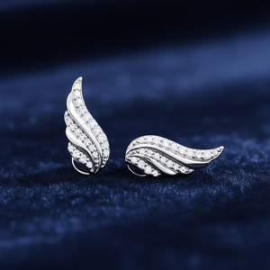 Orecchini a bottone con ali dorate per donna, gioielli romantici in lega di zirconi E409 - Product Image 2