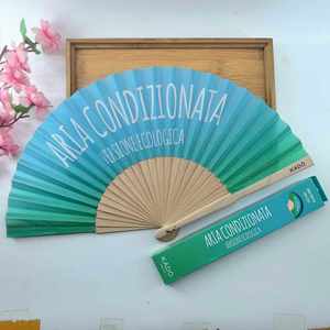 Wholesale Promotional <b>Gift</b> Printed Logo Advertising Hand Held Fan Spun Silk Cloth Wooden Bamboo Folding Hand Fan Custom - Product Image 4