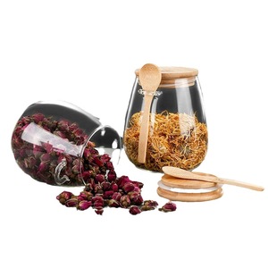 Borosilicate Bamboo Glass Canister Spice Jar Kitchen Food Glass Storage Jar and Containers with Bamboo Lid