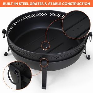 Outdoor Patio <b>Fire</b> <b>Pit</b> with Mesh Spark Screen <b>Portable</b> <b>Fire</b> <b>Pit</b> for Camping Patio Party Mail Order Packing - Product Image 5