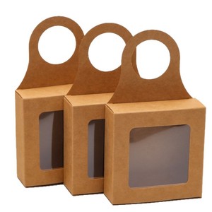 Caja <span class=keywords><strong>de</strong></span> Papel Kraft Biodegradable y Ecológica para Regalos, Vino, Dulces, Galletas, Plegable, con Ventana, Gancho, Grabado Personalizado - Product Image 5