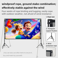 Écran de projection 16:9 avec double support trépied extérieur, grille blanche anti-lumière 4K, support mobile portable pour projecteur HD