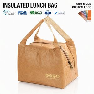 Eco-friendly Recyclable Oxford Material <b>Backpack</b> Zipper Closure Waterproof Thermal Insulated 2 Persons Brown Kids Students <b>Lunch</b> - Product Image 2