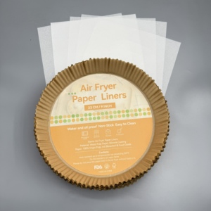 Papier sulfurisé personnalisé pour friteuse à air, jetable, antiadhésif, de qualité alimentaire, pour la cuisson et la rôtissure en friteuse à air - Product Image 1