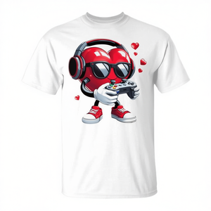 T-Shirt Promozionale per San Valentino con Controller a Forma di Cuore per Ragazzi e Ragazze - Product Image 2