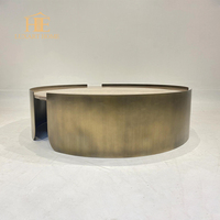 Table basse ronde de luxe avec plateau en marbre naturel, base en acier inoxydable, design moderne convertible, vente en gros d'usine, base en métal