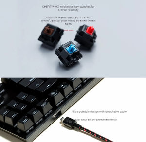 ราคาขายส่งแท้ 100% มีสินค้าในสต็อก คีย์บอร์ดเกมมิ่งแบบไม่มีปุ่มตัวเลข HyperX Alloy FPS Pro Tenkeyless Mechanical ใช้สวิตช์ Cherry MX Red - Product Image 6