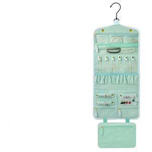 BSCI factory Quilted material <b>Travel</b> Jewellery <b>Organiser</b> Roll Foldable Jewelry bag - Product Image 1