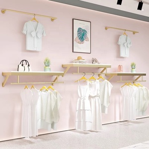 <span class=keywords><strong>Magasin</strong></span> de vêtements pour enfants, étagère à vêtements pour bébé en or brillant, gain de place, présentoir mural pour vêtements pour enfants - Product Image 4