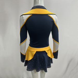 Uniformes de porristas amarillos y negros para niños, sublimación, juego de calentamiento, Diseño de equipo personalizado, uniformes de animación para jóvenes - Product Image 4
