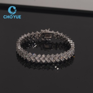 Drop Shipping RTS GRA Pass Diamond Tester Solid 925 Silver 9.3MM <b>Iced</b> <b>Out</b> Hip Hop Jewelry VVS Moissanite Tenis Bracelet - Product Image 2