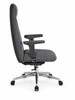 Chaise de bureau de direction moderne de luxe à dossier extra haut en tissu avec accoudoirs chromés, base en aluminium, chaise pivotante réglable