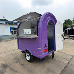 Rimorchio Mobile per Alimenti in Vetroresina Viola - Carretto per Snack Completamente Attrezzato in Acciaio Inox, Venditore di Birra, Hot Dog/Gelati - Product Image 1