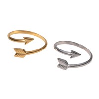 Bague ouverte en acier inoxydable motif flèche pour femme, accessoire de luxe léger, tendance et polyvalent