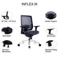Chaise de bureau ergonomique en maille, dossier mi-haut inclinable, rotation automatique, support flexible pour le bureau à domicile