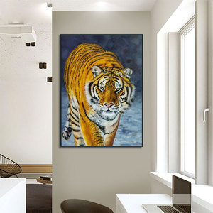 Arte Original fábrica personalizado <span class=keywords><strong>Tigre</strong></span> Mural colgante de pared pintado a mano decoración moderna para el hogar pintura al óleo <span class=keywords><strong>lienzo</strong></span> para habitación u oficina - Product Image 3