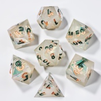 LuxeRoll Opalescent Milky White Iridescent Holographic Foil Resin Dice Set 7Pcs Polyhedral DND Dice RPG Tabletop Game Dice