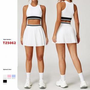 Ensemble jupe de <span class=keywords><strong>tennis</strong></span> plissée Joyyoung pour femme, soutien-gorge de sport à dos nageur, jupe de golf à taille haute, tenues de fitness et d'entraînement, deux pièces - Product Image 1