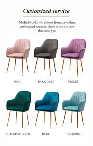 Hiện Đại Accent Dinning Phòng Đen Tím Vàng Xám Xanh Xanh Ăn Nhung Cánh Tay Ghế Vanity Chaise Đỏ Sang Trọng Phòng Khách Ghế - Product Image 2