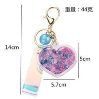 2025 nouveau mignon acrylique porte-clés porte-clés anneau huile flottant bulle boba sables mouvants coeur liquide porte-clés